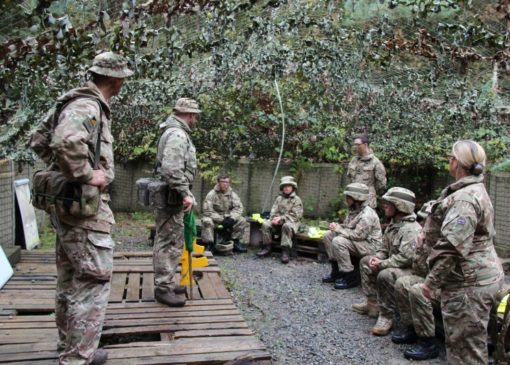 Cadets are briefed by DST staff on the close combat simulation