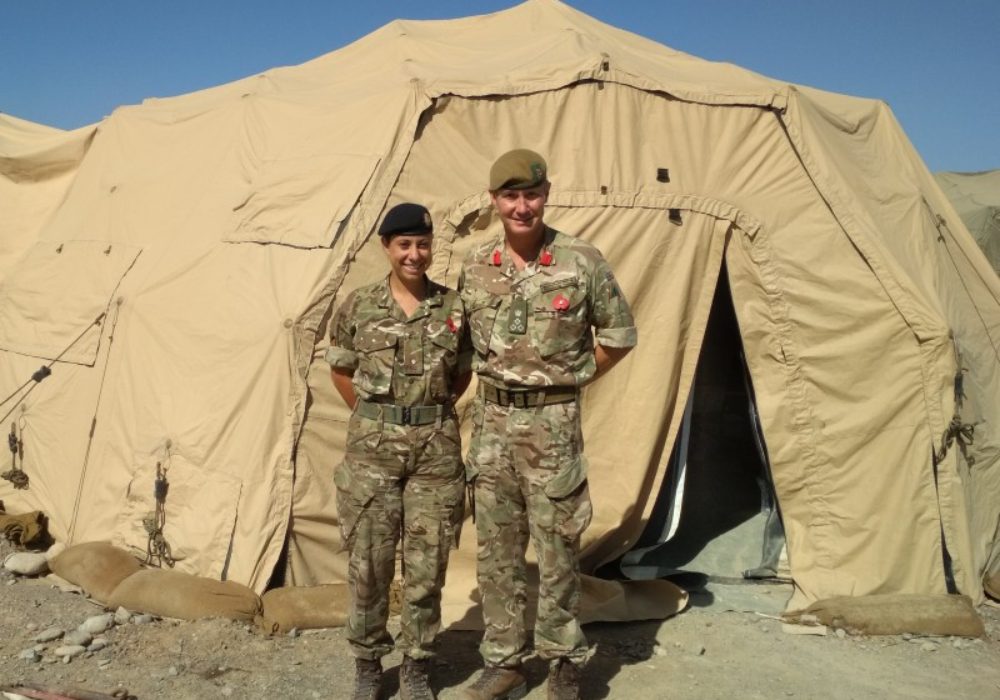 Sarah pictured with Brigadier Zac Stenning Commander 1 Armoured Infantry Brigade